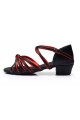 Women's Kids' Dance Shoes Latin/Ballroom Satin Chunky Heel Black Red Dance Shoes D601019