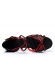 Women's Kids' Dance Shoes Latin/Ballroom Satin Chunky Heel Black Red Dance Shoes D601019 Women's Kids' Dance Shoes Latin/Ballroom Satin Chunky Heel Black Red Dance Shoes D601019