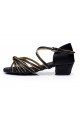 Women's Kids' Dance Shoes Latin/Ballroom Satin Chunky Heel Black Gold Dance Shoes D601020 Women's Kids' Dance Shoes Latin/Ballroom Satin Chunky Heel Black Gold Dance Shoes D601020