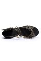 Women's Kids' Dance Shoes Latin/Ballroom Satin Chunky Heel Black Gold Dance Shoes D601020 Women's Kids' Dance Shoes Latin/Ballroom Satin Chunky Heel Black Gold Dance Shoes D601020