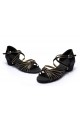 Women's Kids' Dance Shoes Latin/Ballroom Satin Chunky Heel Black Gold Dance Shoes D601020 Women's Kids' Dance Shoes Latin/Ballroom Satin Chunky Heel Black Gold Dance Shoes D601020