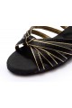Women's Kids' Dance Shoes Latin/Ballroom Satin Chunky Heel Black Gold Dance Shoes D601020 Women's Kids' Dance Shoes Latin/Ballroom Satin Chunky Heel Black Gold Dance Shoes D601020