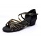 Women's Kids' Dance Shoes Latin/Ballroom Satin Chunky Heel Black Gold Dance Shoes D601020