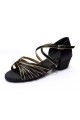 Women's Kids' Dance Shoes Latin/Ballroom Satin Chunky Heel Black Gold Dance Shoes D601020