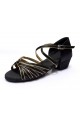Women's Kids' Dance Shoes Latin/Ballroom Satin Chunky Heel Black Gold Dance Shoes D601020 Women's Kids' Dance Shoes Latin/Ballroom Satin Chunky Heel Black Gold Dance Shoes D601020