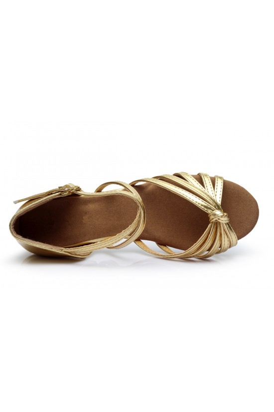 Women's Kids' Leatherette Dance Shoes Latin/Ballroom Chunky Heel Gold Dance Shoes D601021 Women's Kids' Leatherette Dance Shoes Latin/Ballroom Chunky Heel Gold Dance Shoes D601021