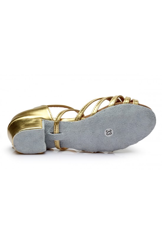 Women's Kids' Leatherette Dance Shoes Latin/Ballroom Chunky Heel Gold Dance Shoes D601021 Women's Kids' Leatherette Dance Shoes Latin/Ballroom Chunky Heel Gold Dance Shoes D601021