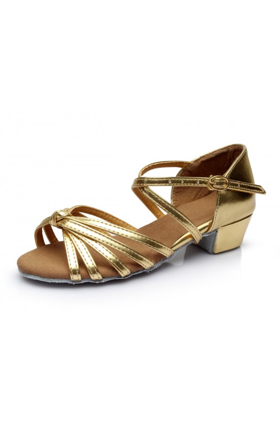 Women's Kids' Leatherette Dance Shoes Latin/Ballroom Chunky Heel Gold Dance Shoes D601021 Women's Kids' Leatherette Dance Shoes Latin/Ballroom Chunky Heel Gold Dance Shoes D601021
