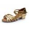 Women's Kids' Leatherette Dance Shoes Latin/Ballroom Chunky Heel Gold Dance Shoes D601021