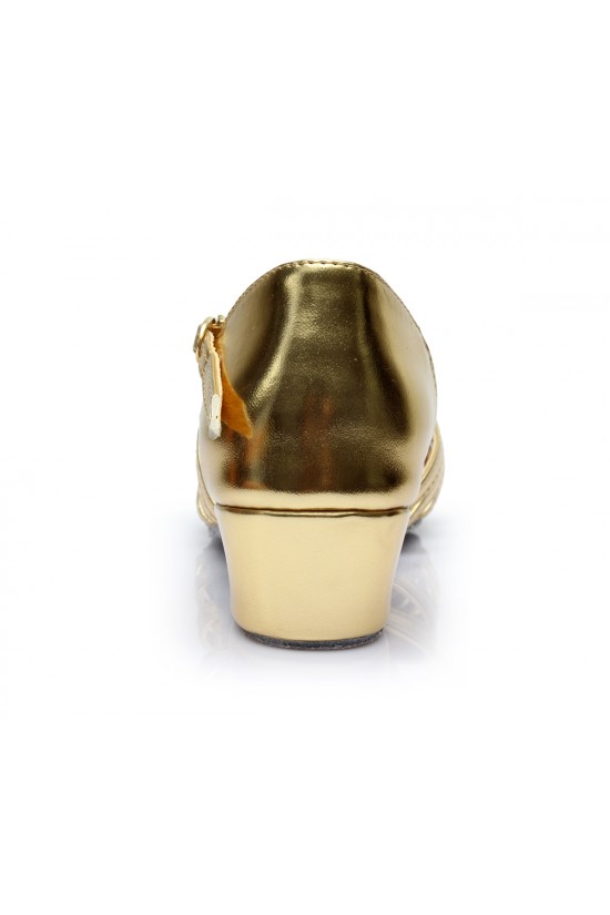 Women's Kids' Leatherette Dance Shoes Latin/Ballroom Chunky Heel Gold Dance Shoes D601021 Women's Kids' Leatherette Dance Shoes Latin/Ballroom Chunky Heel Gold Dance Shoes D601021