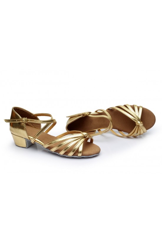 Women's Kids' Leatherette Dance Shoes Latin/Ballroom Chunky Heel Gold Dance Shoes D601021 Women's Kids' Leatherette Dance Shoes Latin/Ballroom Chunky Heel Gold Dance Shoes D601021