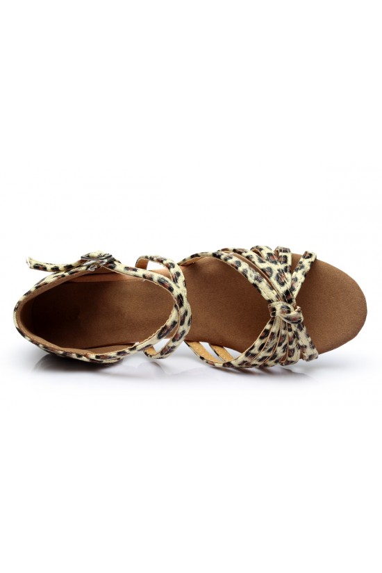 Women's Kids' Dance Shoes Latin/Ballroom Satin Chunky Heel Leopard Dance Shoes D601022 Women's Kids' Dance Shoes Latin/Ballroom Satin Chunky Heel Leopard Dance Shoes D601022