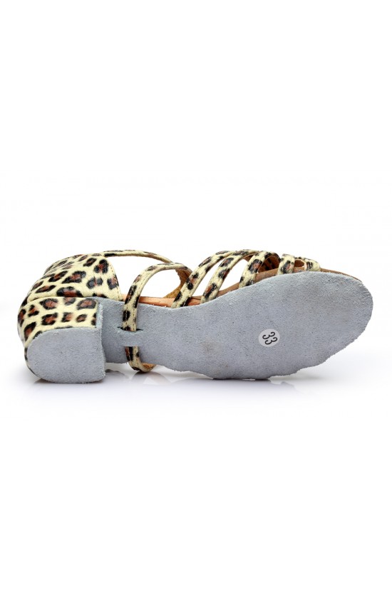 Women's Kids' Dance Shoes Latin/Ballroom Satin Chunky Heel Leopard Dance Shoes D601022 Women's Kids' Dance Shoes Latin/Ballroom Satin Chunky Heel Leopard Dance Shoes D601022