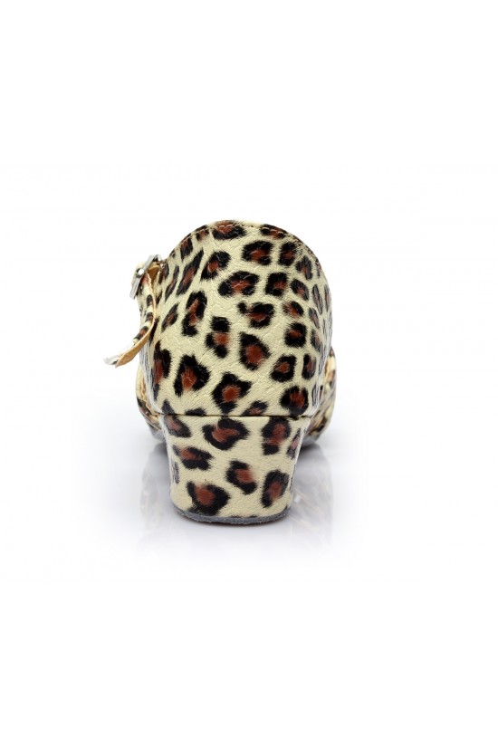 Women's Kids' Dance Shoes Latin/Ballroom Satin Chunky Heel Leopard Dance Shoes D601022 Women's Kids' Dance Shoes Latin/Ballroom Satin Chunky Heel Leopard Dance Shoes D601022