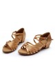 Women's Kids' Dance Shoes Latin/Ballroom Satin Chunky Heel Nude Dance Shoes D601023