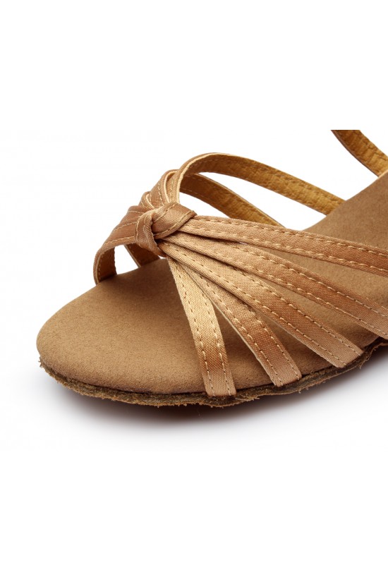 Women's Kids' Dance Shoes Latin/Ballroom Satin Chunky Heel Nude Dance Shoes D601023 Women's Kids' Dance Shoes Latin/Ballroom Satin Chunky Heel Nude Dance Shoes D601023