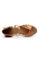 Women's Kids' Dance Shoes Latin/Ballroom Satin Chunky Heel Brown Dance Shoes D601024