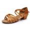 Women's Kids' Dance Shoes Latin/Ballroom Satin Chunky Heel Brown Dance Shoes D601024