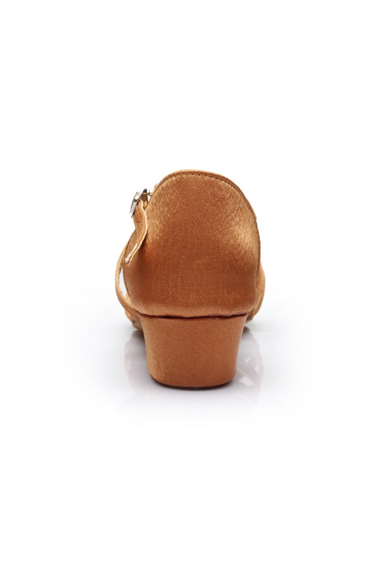 Women's Kids' Dance Shoes Latin/Ballroom Satin Chunky Heel Brown Dance Shoes D601024 Women's Kids' Dance Shoes Latin/Ballroom Satin Chunky Heel Brown Dance Shoes D601024