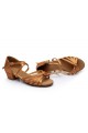 Women's Kids' Dance Shoes Latin/Ballroom Satin Chunky Heel Brown Dance Shoes D601024 Women's Kids' Dance Shoes Latin/Ballroom Satin Chunky Heel Brown Dance Shoes D601024