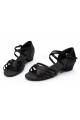 Women's Kids' Dance Shoes Latin/Ballroom Satin Chunky Heel Black Dance Shoes D601025 Women's Kids' Dance Shoes Latin/Ballroom Satin Chunky Heel Black Dance Shoes D601025