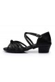 Women's Kids' Dance Shoes Latin/Ballroom Satin Chunky Heel Black Dance Shoes D601025