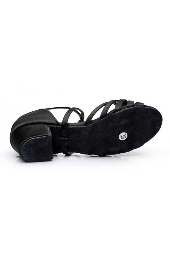Women's Kids' Dance Shoes Latin/Ballroom Satin Chunky Heel Black Dance Shoes D601025 Women's Kids' Dance Shoes Latin/Ballroom Satin Chunky Heel Black Dance Shoes D601025