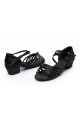 Women's Kids' Dance Shoes Latin/Ballroom Satin Chunky Heel Black Dance Shoes D601025 Women's Kids' Dance Shoes Latin/Ballroom Satin Chunky Heel Black Dance Shoes D601025