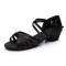 Women's Kids' Dance Shoes Latin/Ballroom Satin Chunky Heel Black Dance Shoes D601025