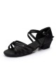 Women's Kids' Dance Shoes Latin/Ballroom Satin Chunky Heel Black Dance Shoes D601025 Women's Kids' Dance Shoes Latin/Ballroom Satin Chunky Heel Black Dance Shoes D601025