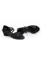 Women's Kids' Dance Shoes Latin/Ballroom Satin Chunky Heel Black Dance Shoes D601025