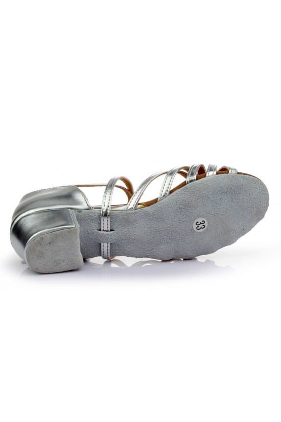 Women's Kids' Leatherette Dance Shoes Latin/Ballroom Satin Chunky Heel Silver Dance Shoes D601026 Women's Kids' Leatherette Dance Shoes Latin/Ballroom Satin Chunky Heel Silver Dance Shoes D601026