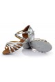 Women's Kids' Leatherette Dance Shoes Latin/Ballroom Satin Chunky Heel Silver Dance Shoes D601026 Women's Kids' Leatherette Dance Shoes Latin/Ballroom Satin Chunky Heel Silver Dance Shoes D601026
