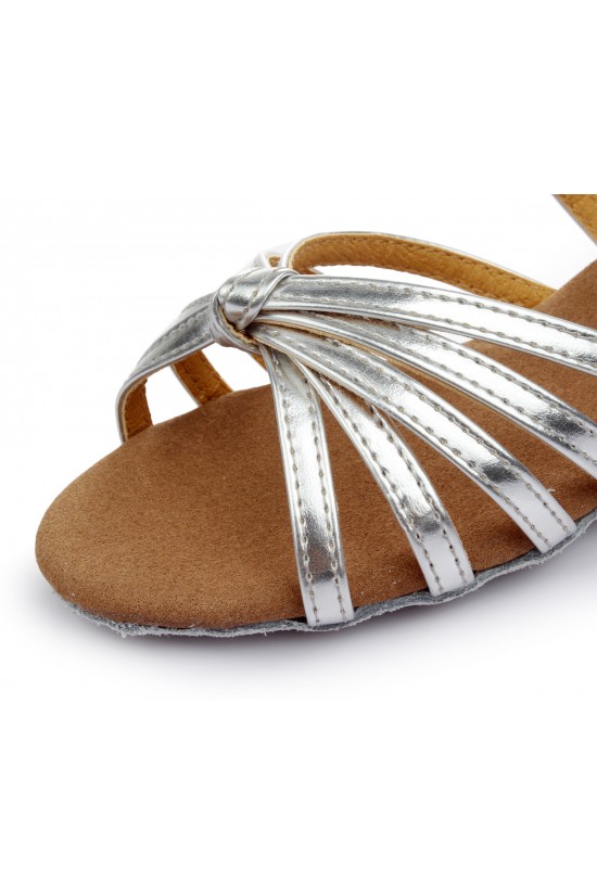 Women's Kids' Leatherette Dance Shoes Latin/Ballroom Satin Chunky Heel Silver Dance Shoes D601026 Women's Kids' Leatherette Dance Shoes Latin/Ballroom Satin Chunky Heel Silver Dance Shoes D601026