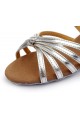 Women's Kids' Leatherette Dance Shoes Latin/Ballroom Satin Chunky Heel Silver Dance Shoes D601026 Women's Kids' Leatherette Dance Shoes Latin/Ballroom Satin Chunky Heel Silver Dance Shoes D601026