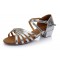 Women's Kids' Leatherette Dance Shoes Latin/Ballroom Satin Chunky Heel Silver Dance Shoes D601026