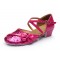 Women's Kids' Fuschia Sparkling Glitter Flats Latin Dance Shoes Chunky Heels Modern Dance Shoes D601028