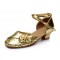 Women's Kids' Gold Sparkling Glitter Flats Latin Modern Dance Shoes Chunky Heels Wedding Party Shoes D601030