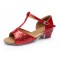 Women's Kids' Red Sparkling Glitter Flats Latin Salsa T-Strap Dance Shoes Chunky Heels Wedding Party Shoes D601037