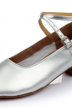 Women's Kids' Silver Leatherette Flats Latin Salsa Modern Dance Shoes Chunky Heels Wedding Party Shoes D601040