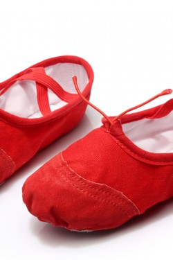 Women's Kids' Red Canvas Dance Shoes Ballet/Latin/Yoga/Dance Sneakers Canvas Flat Heel D601042