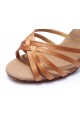 Women's Brown Satin Heels Sandals Latin Salsa With Ankle Strap Dance Shoes D602001