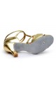 Women's Gold Leatherette Satin Heels Sandals Latin Salsa With T-Strap Buckle Dance Shoes D602006