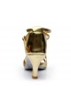 Women's Gold Leatherette Satin Heels Sandals Latin Salsa With T-Strap Buckle Dance Shoes D602006