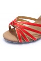 Women's Red Gold Satin Heels Sandals Latin Salsa With Ankle Strap Dance Shoes D602008