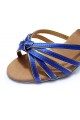 Women's Blue Gold Satin Heels Sandals Latin Salsa With Ankle Strap Dance Shoes D602010