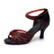 Women's Black Red Satin Heels Sandals Latin Salsa With Ankle Strap Dance Shoes D602011