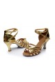 Women's Gold Leatherette Heels Sandals Latin Salsa With Ankle Strap Dance Shoes D602013