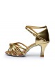 Women's Gold Leatherette Heels Sandals Latin Salsa With Ankle Strap Dance Shoes D602013