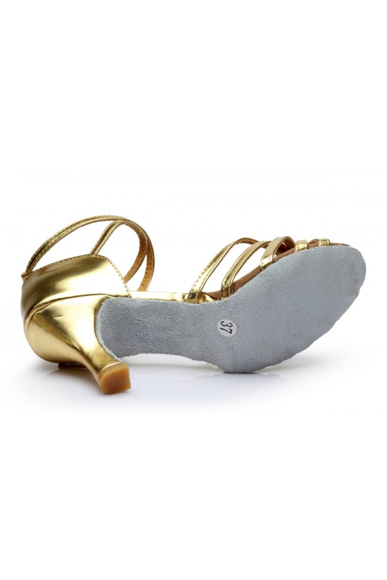 Women's Gold Leatherette Heels Sandals Latin Salsa With Ankle Strap Dance Shoes D602013 Women's Gold Leatherette Heels Sandals Latin Salsa With Ankle Strap Dance Shoes D602013